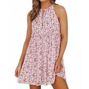 NEW SYNZ floral halter dress in white